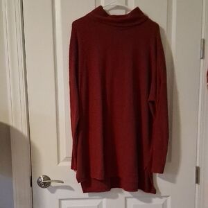 Time and Tru Brick Red Long Sleeve Tunic Sweater